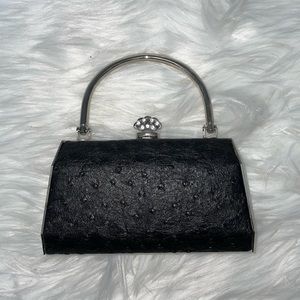 Black small dinner purse with silver Handel clutch Great for weddings cruises